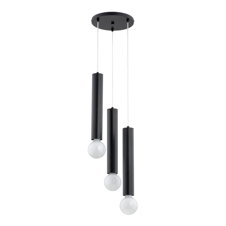 Kattokruunu johdossa TWISTER 3xE27/60W/230V halkaisija 28 cm musta