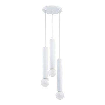 Kattokruunu johdossa TWISTER 3xE27/60W/230V halkaisija 28 cm valkoinen