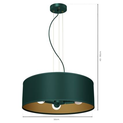 Kattokruunu johdossa VERDE 3xE27/60W/230V vihreä