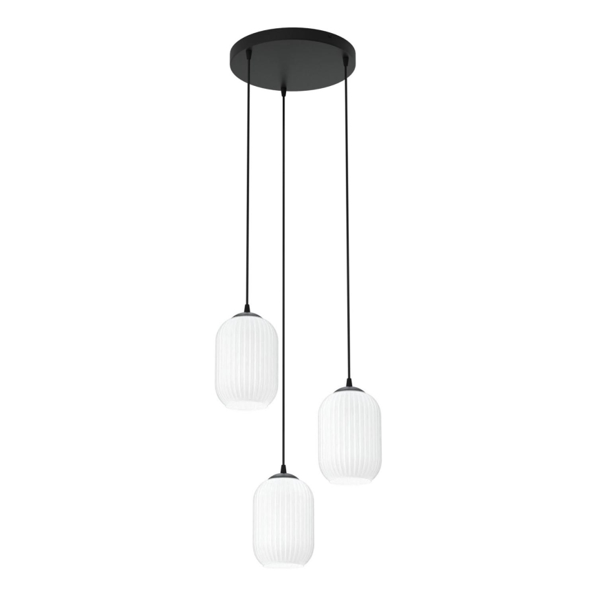 Kattokruunu johdossa VERDI 3xE27/15W/230V halkaisija 30 cm musta/valkoinen