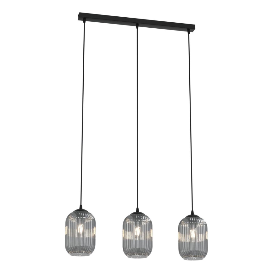 Kattokruunu johdossa VERDI 3xE27/15W/230V musta/harmaa