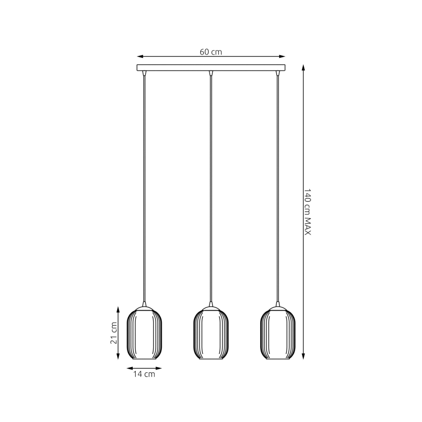 Kattokruunu johdossa VERDI 3xE27/15W/230V musta/harmaa