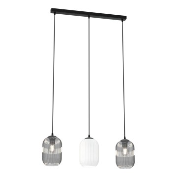 Kattokruunu johdossa VERDI 3xE27/15W/230V musta/harmaa/valkoinen