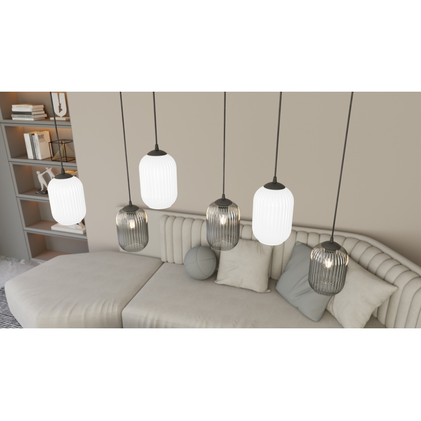Kattokruunu johdossa VERDI 3xE27/15W/230V musta/harmaa/valkoinen