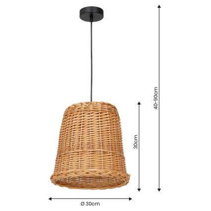 Kattokruunu johdossa VIMINI 1xE27/40W/230V rottinki