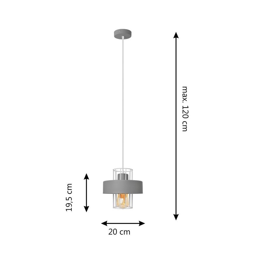 Kattokruunu johdossa VOLTA 1xE27/15W/230V harmaa