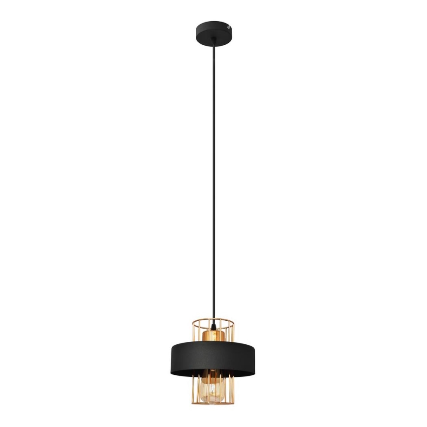 Kattokruunu johdossa VOLTA 1xE27/15W/230V musta/kultainen