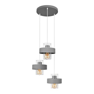 Kattokruunu johdossa VOLTA 3xE27/15W/230V halkaisija 42 cm harmaa