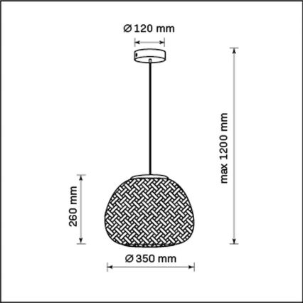 Kattokruunu johdossa ZANZIBAR 1xE27/20W/230V halkaisija 35 cm bambu