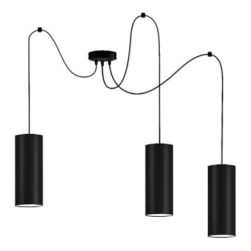 Kattokruunu johdossa ZIK 3xE27/40W/230V hämähäkki musta