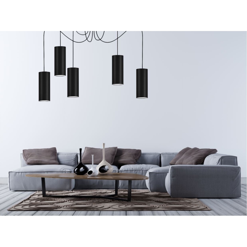 Kattokruunu johdossa ZIK 5xE27/40W/230V hämähäkki musta