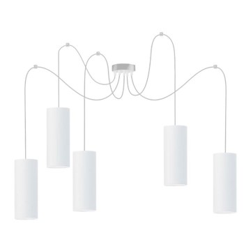 Kattokruunu johdossa ZIK 5xE27/40W/230V hämähäkki valkoinen