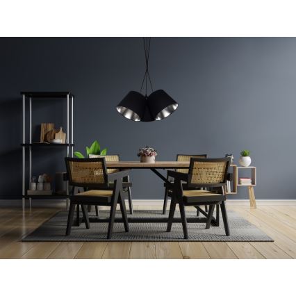 Kattokruunu johdossa ZOMA 3xE27/60W/260V musta/kiiltävä kromi