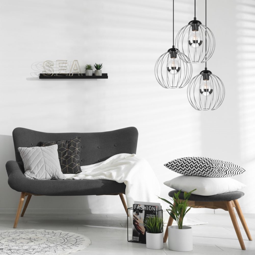 Kattokruunu johdossa ZOYA 3xE27/60W/230V kiiltävä kromi