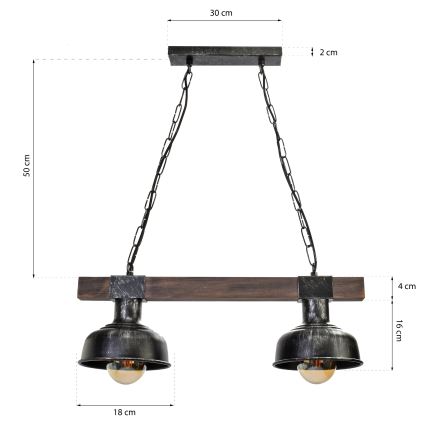 Kattokruunu ketjulla FARO 2xE27 / 60W / 230V