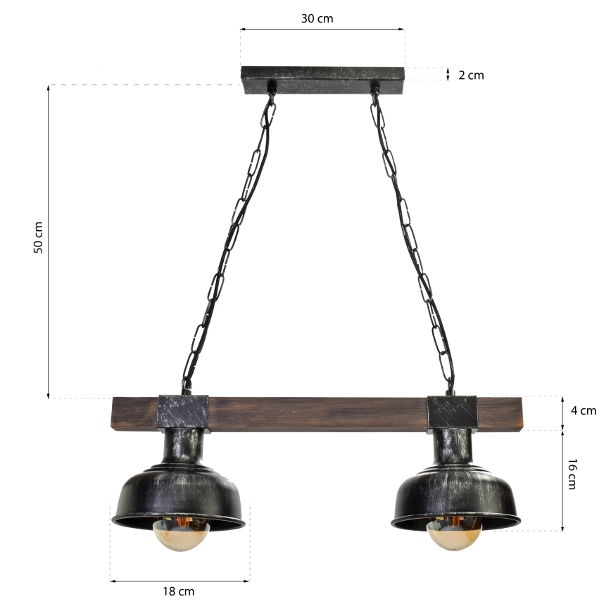 Kattokruunu ketjulla FARO 2xE27 / 60W / 230V