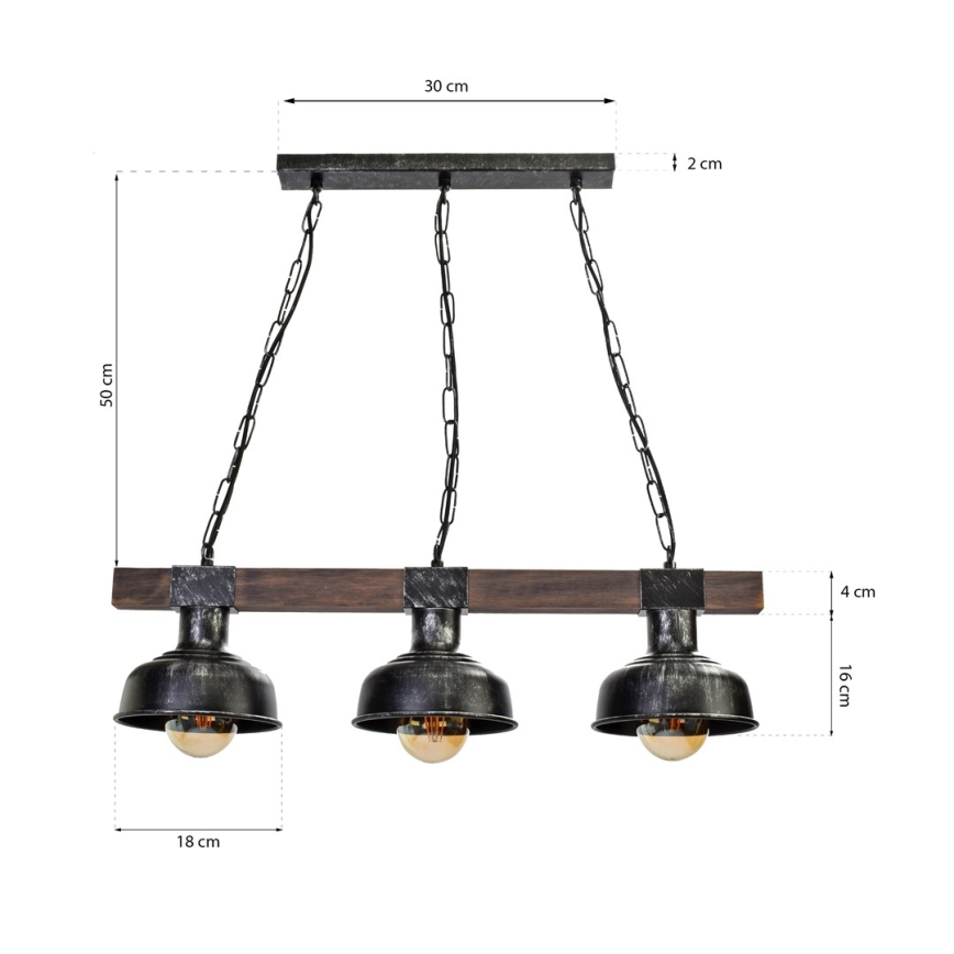 Kattokruunu ketjulla FARO 3xE27 / 60W / 230V