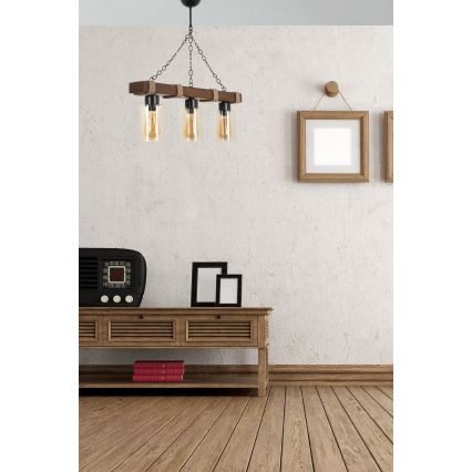 Kattokruunu ketjulla JASMIN 3xE27/40W/230V ruskea/beige