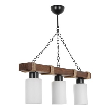 Kattokruunu ketjulla JASMIN 3xE27/40W/230V ruskea/valkoinen