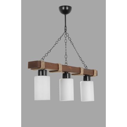 Kattokruunu ketjulla JASMIN 3xE27/40W/230V ruskea/valkoinen