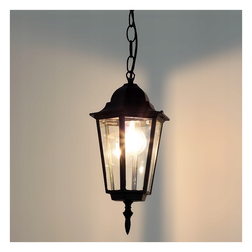 Kattokruunu ketjulla ulkokäyttöön 1xE27 / 60W / 230V musta