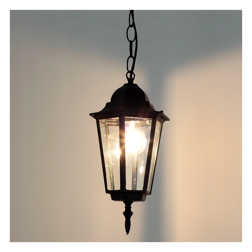 Kattokruunu ketjulla ulkokäyttöön 1xE27 / 60W / 230V musta
