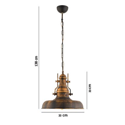 Kattokruunu ketjussa 1xE27/40W/230V pronssi