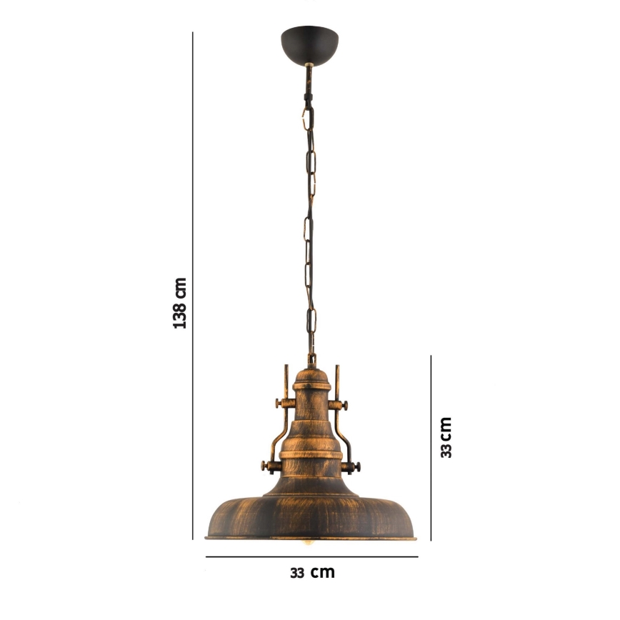 Kattokruunu ketjussa 1xE27/40W/230V pronssi