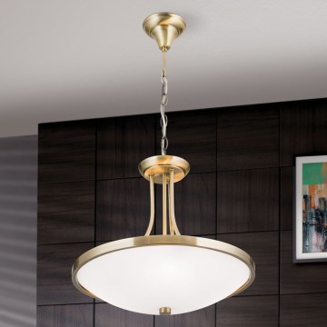 Kattokruunu ketjussa AIDA 3xE27/60W/230V halkaisija 39,5 cm messinki