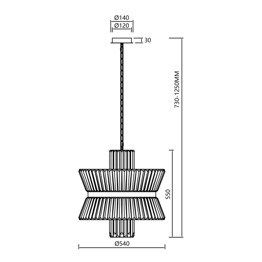 Kattokruunu ketjussa AURELIA 12xE14/40W/230V mattakromi