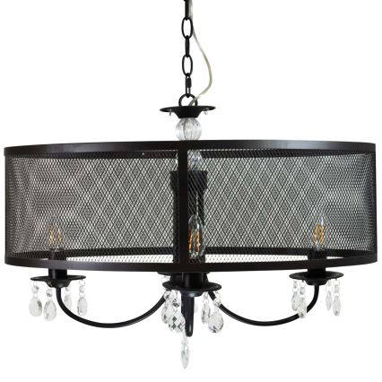 Kattokruunu ketjussa BRESSO 4xE14/12W/230V musta