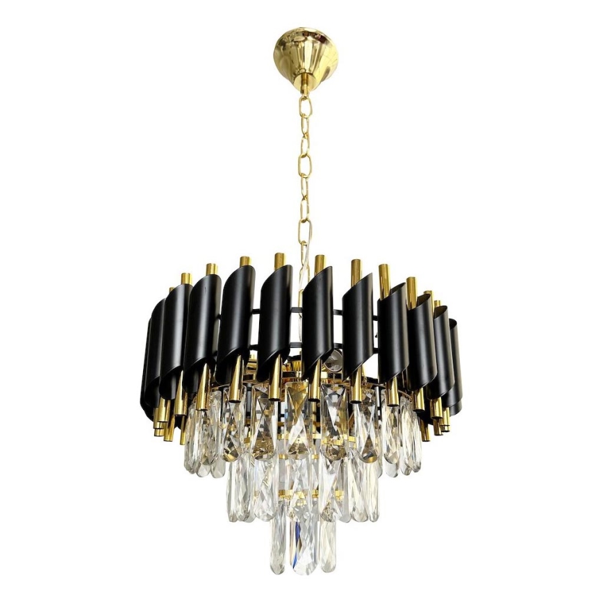 Kattokruunu ketjussa CRISTAL 5xE14/40W/230V kulta/musta