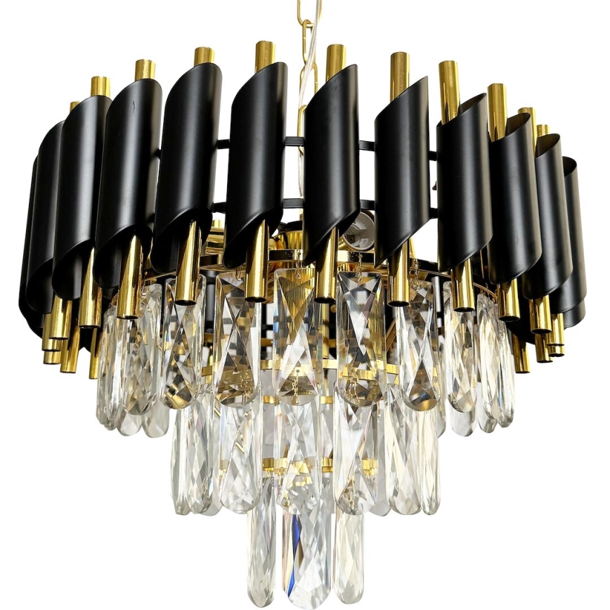 Kattokruunu ketjussa CRISTAL 5xE14/40W/230V kulta/musta
