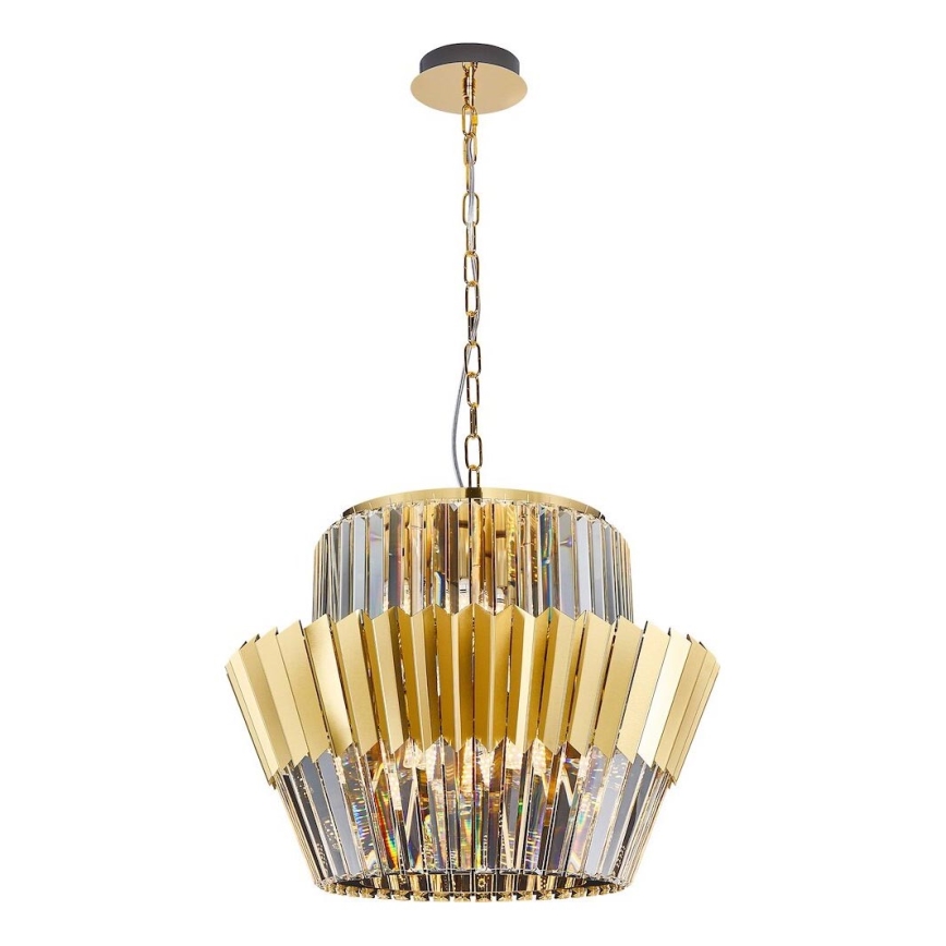 Kattokruunu ketjussa DONNA 12xE14/40W/230V halkaisija 55 cm kulta