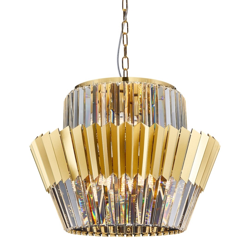 Kattokruunu ketjussa DONNA 12xE14/40W/230V halkaisija 55 cm kulta