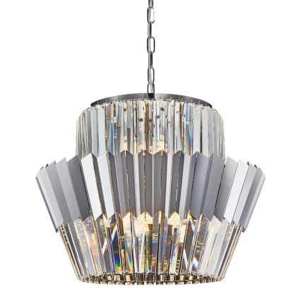 Kattokruunu ketjussa DONNA 12xE14/40W/230V halkaisija 55 cm mattakromi