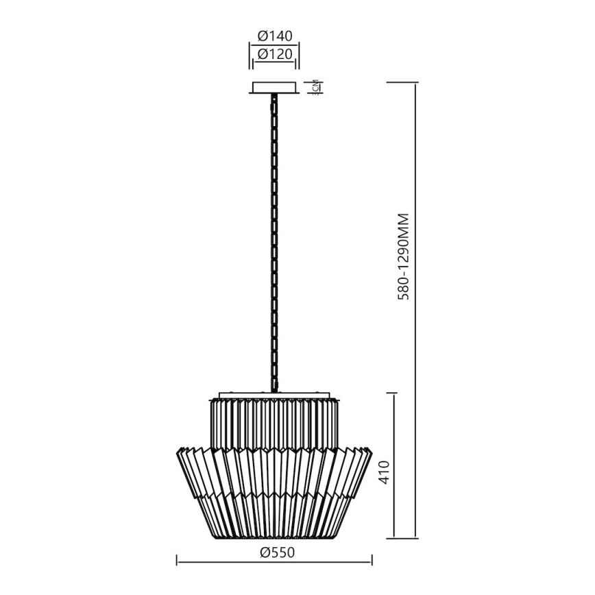 Kattokruunu ketjussa DONNA 12xE14/40W/230V halkaisija 55 cm mattakromi