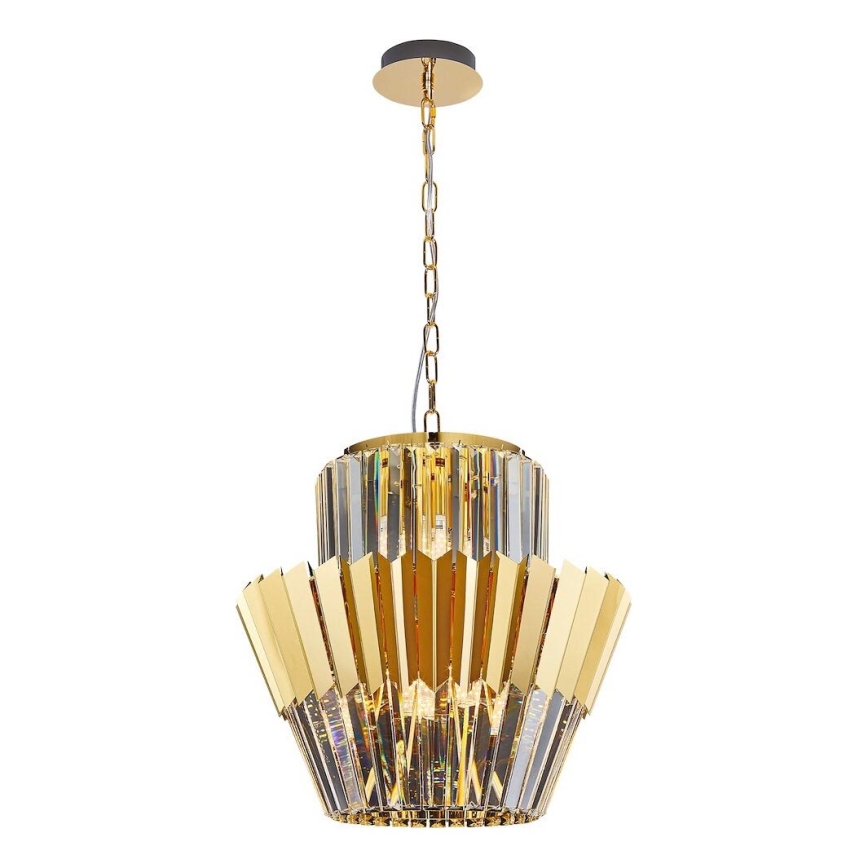 Kattokruunu ketjussa DONNA 9xE14/40W/230V halkaisija 45 cm kulta