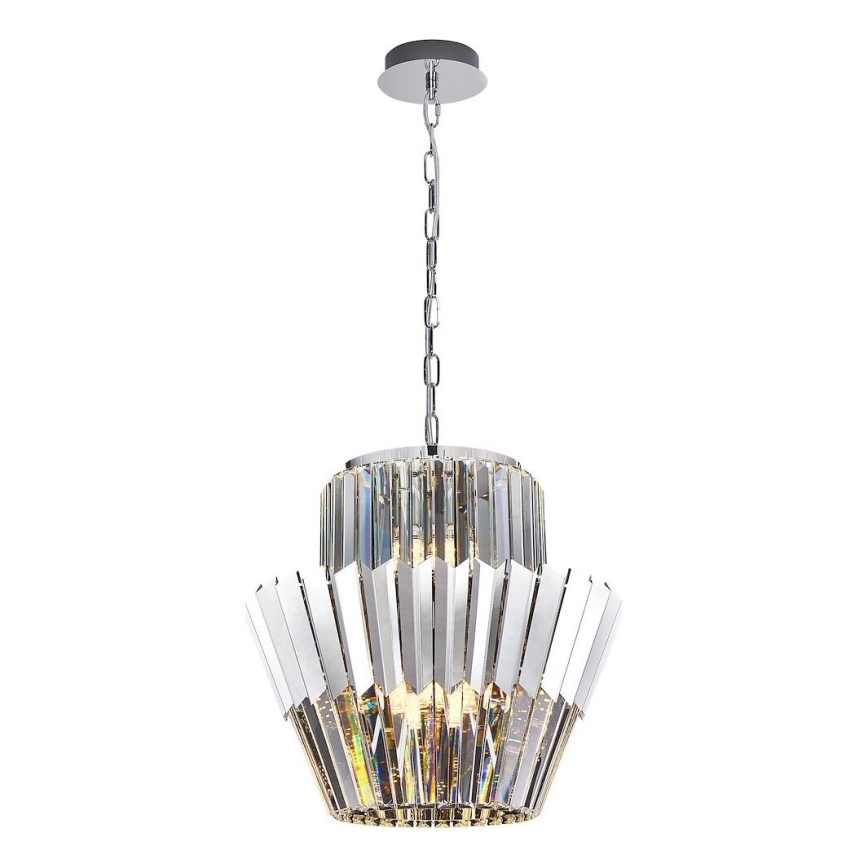 Kattokruunu ketjussa DONNA 9xE14/40W/230V halkaisija 45 cm mattakromi