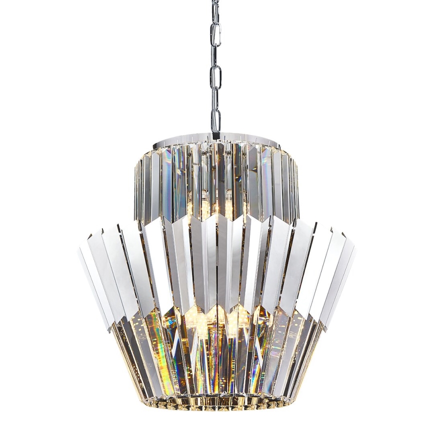 Kattokruunu ketjussa DONNA 9xE14/40W/230V halkaisija 45 cm mattakromi