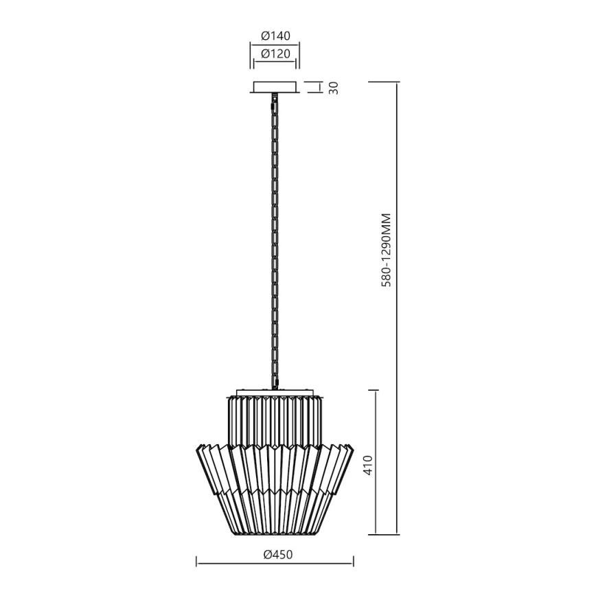 Kattokruunu ketjussa DONNA 9xE14/40W/230V halkaisija 45 cm mattakromi
