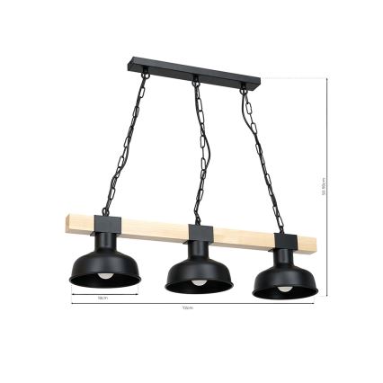 Kattokruunu ketjussa FARO 3xE27/60W/230V