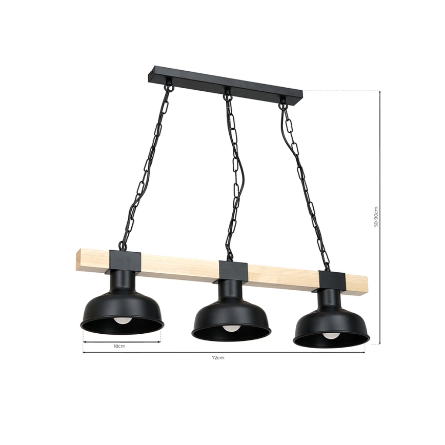 Kattokruunu ketjussa FARO 3xE27/60W/230V