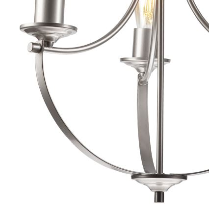 Kattokruunu ketjussa GINA 3xE27/60W/230V mattakromi
