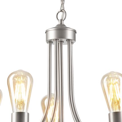 Kattokruunu ketjussa GINA 5xE27/60W/230V mattakromi
