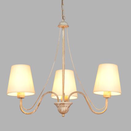 Kattokruunu ketjussa MALBO 3xE27/15W/230V beige
