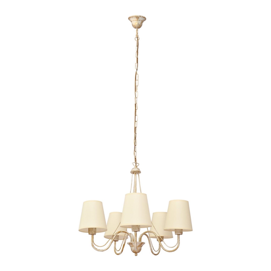 Kattokruunu ketjussa MALBO 5xE27/15W/230V beige