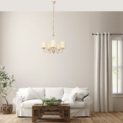 Kattokruunu ketjussa MALBO 5xE27/15W/230V beige