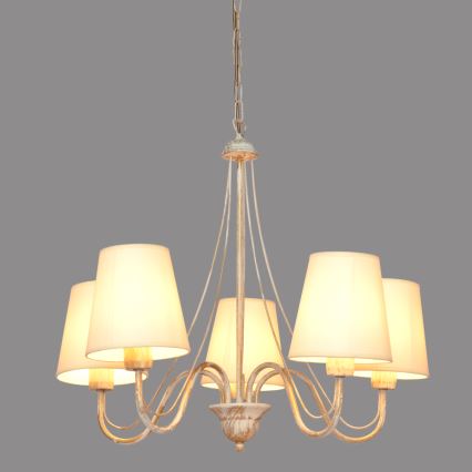 Kattokruunu ketjussa MALBO 5xE27/15W/230V beige