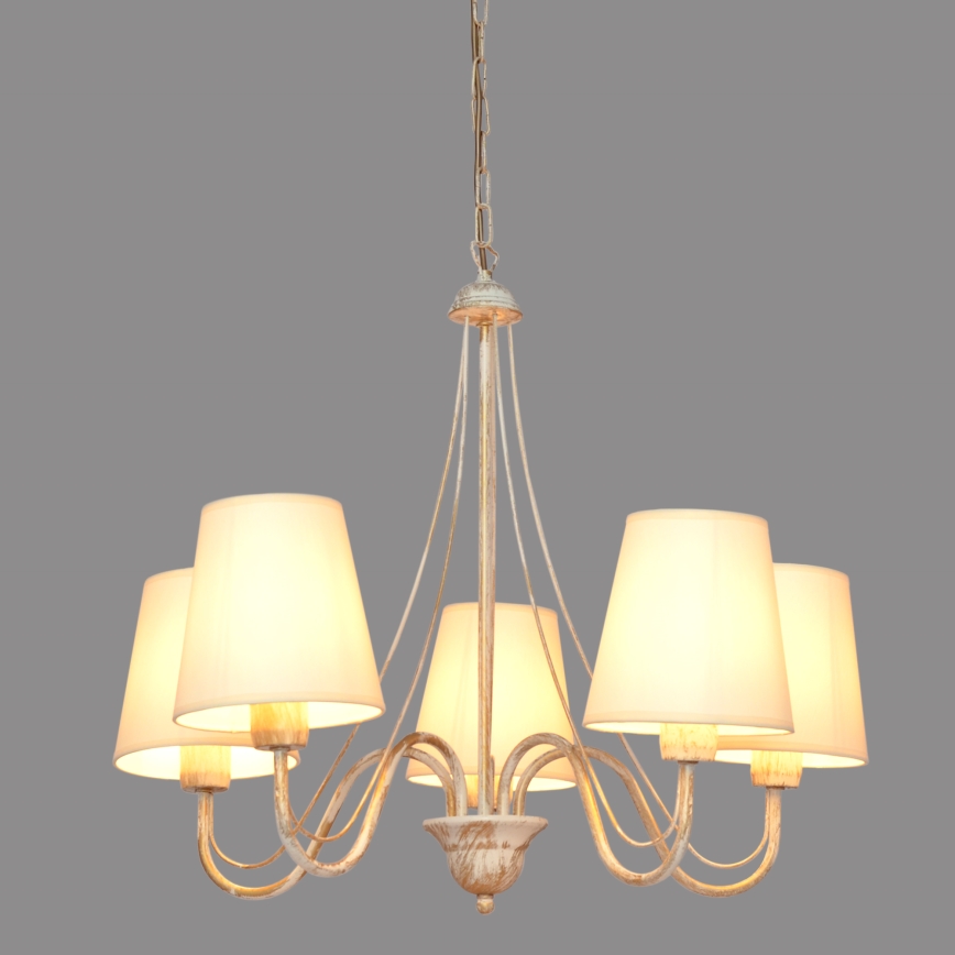 Kattokruunu ketjussa MALBO 5xE27/15W/230V beige